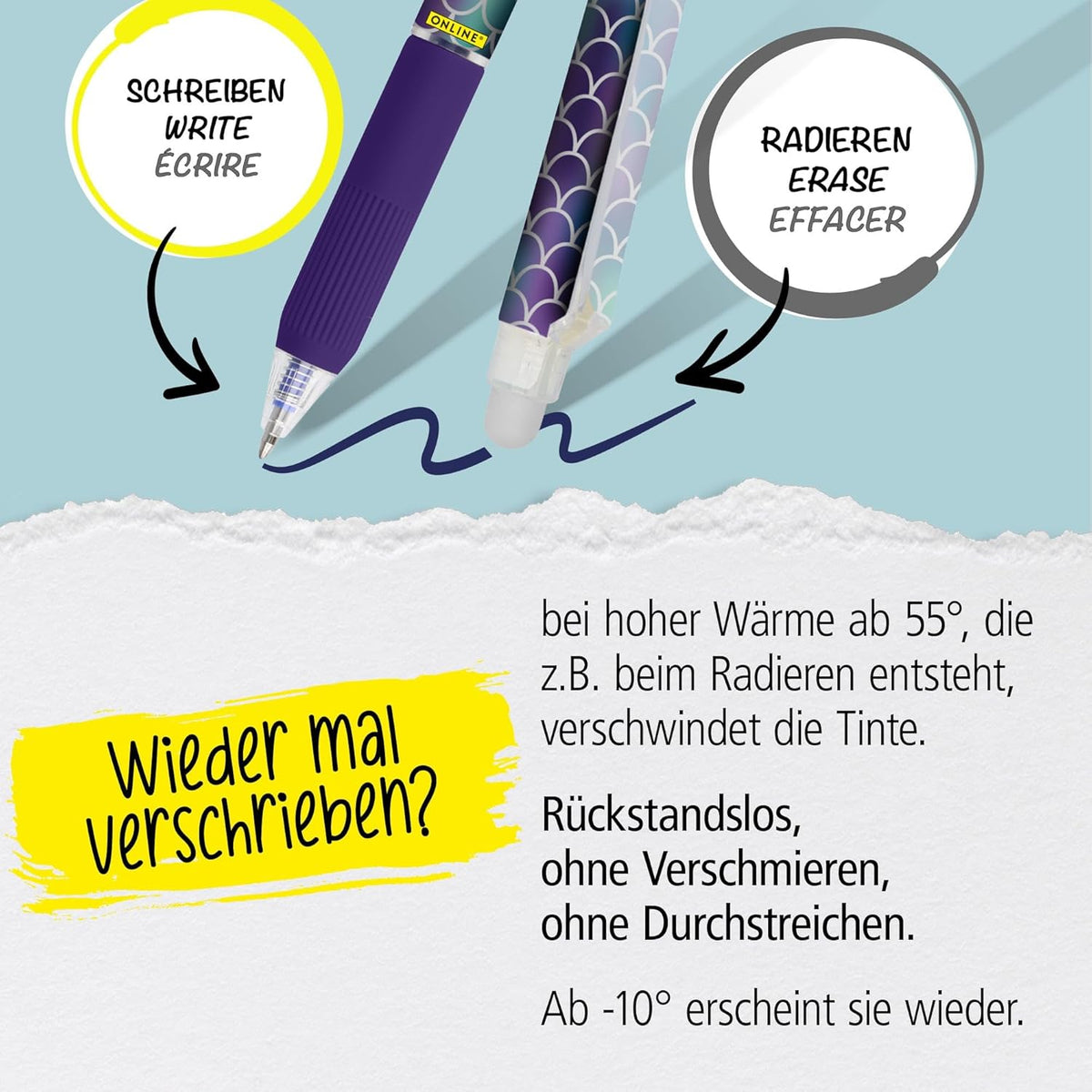 magiXX Tintenroller radierbar blau - Gelschreiber mit Radierer