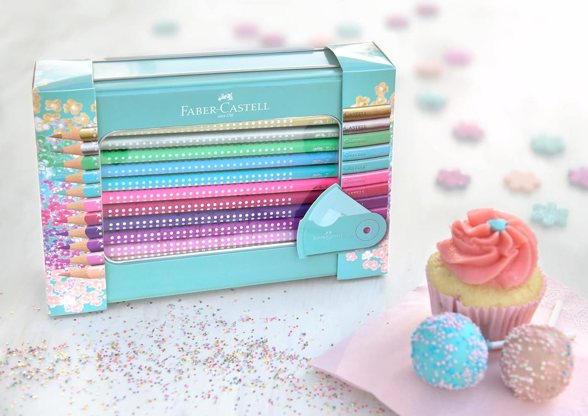Faber-Castell Sparkle Buntstifte Geschenkset, 20 Farben, Metalletui