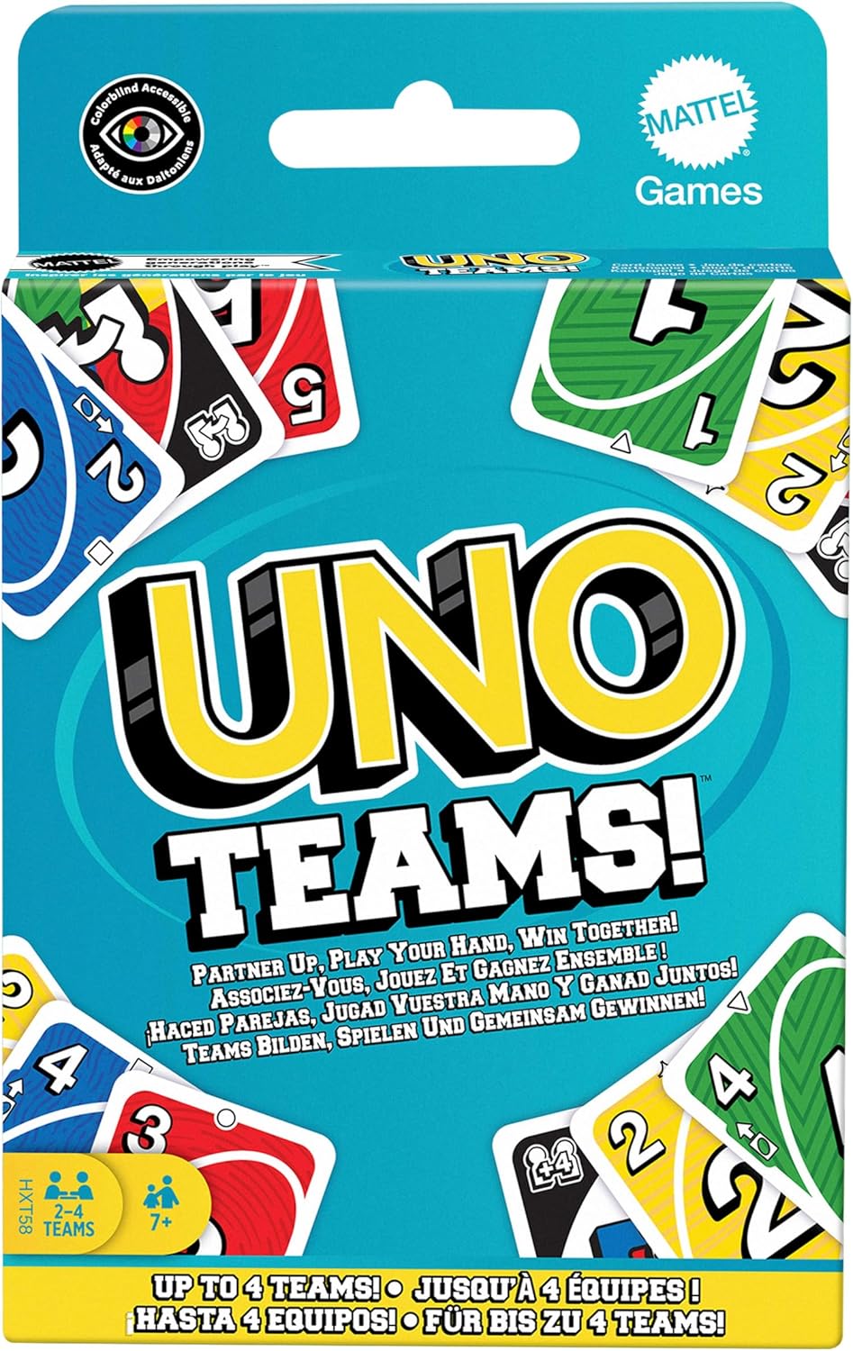 UNO Teams Kartenspiel - Mattel Teamspiel für 4-8 Spieler