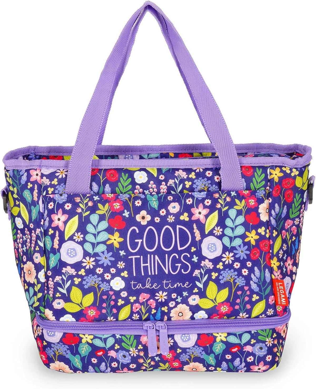 Legami Lunch Bag Flowers, 10,8 L, 33x22x15 cm, RPET