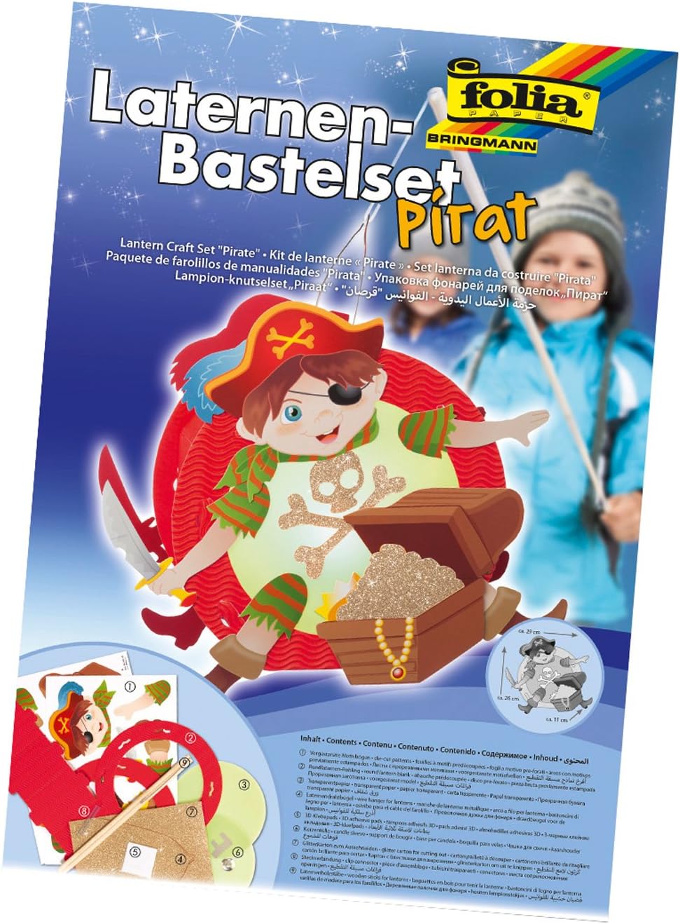 folia Laternen-Bastelset Pirat - Komplettes DIY Set für Sankt Martin