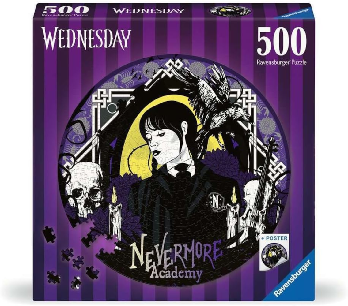 Ravensburger Wednesday Nevermore Academy Rundpuzzle, 500 Teile