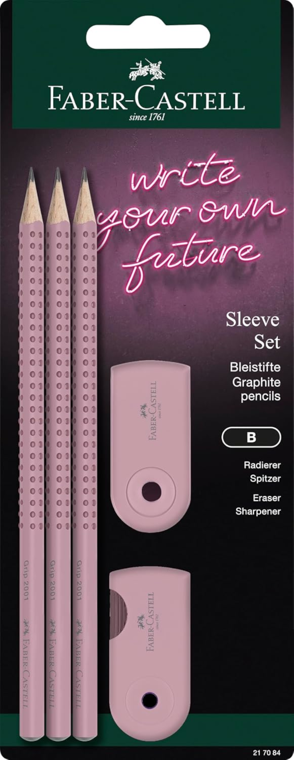 Faber-Castell GRIP Bleistiftset B Rose Shadows, 5-teilig