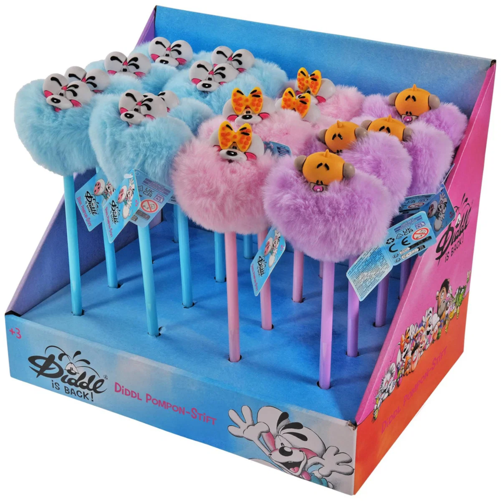 Diddl Pompon-Stift rosa – Kugelschreiber mit Pompon