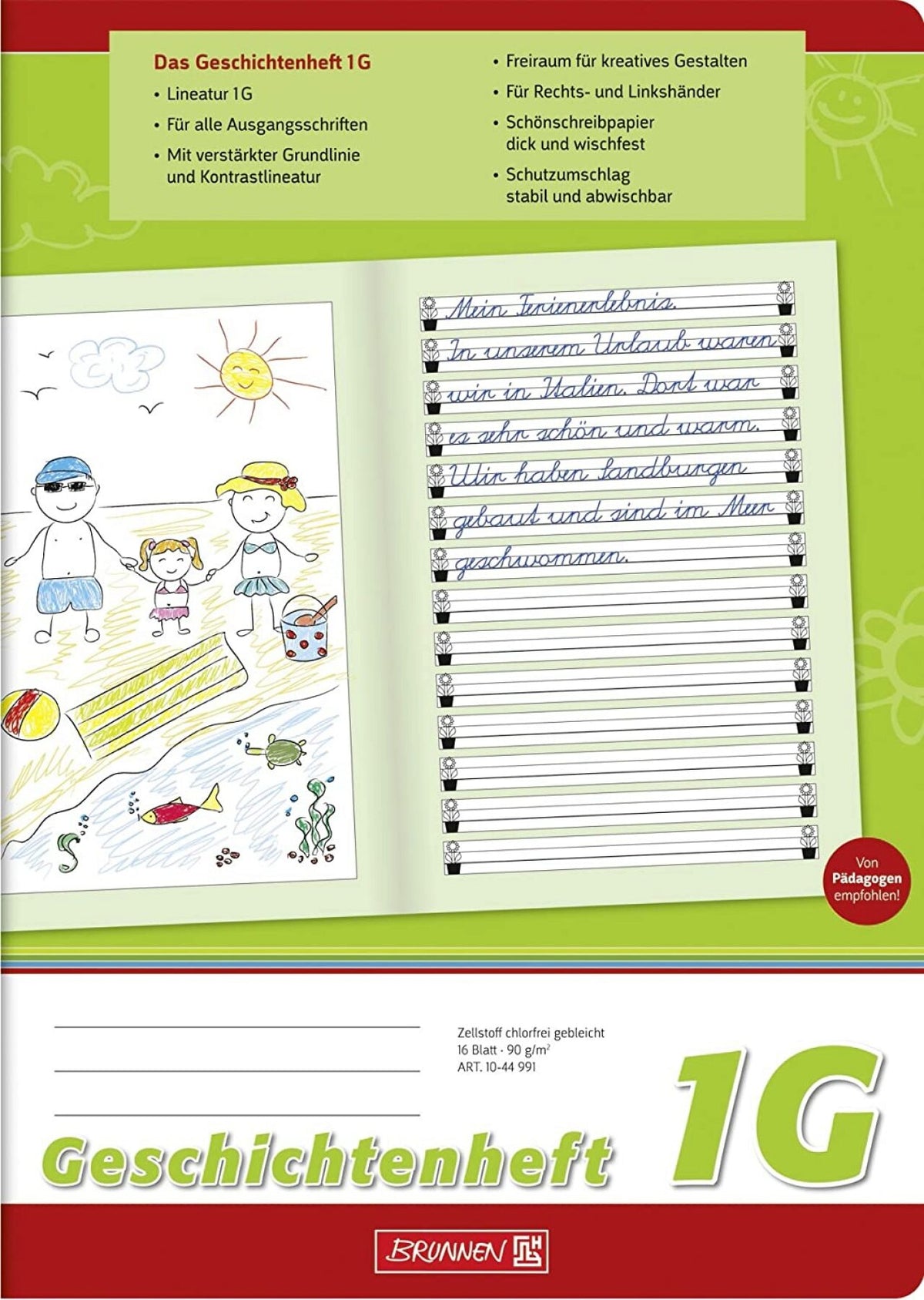BRUNNEN Geschichtenheft A4 - Kreativität & Schreibkunst vereint (Lin. 1G)