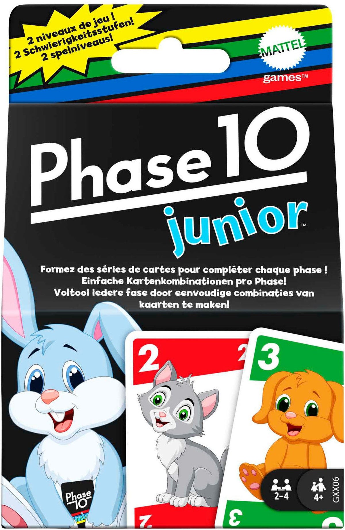 Mattel Games Phase 10 Junior Kartenspiel - Kinderspiel ab 4 Jahren für 2-4 Spieler