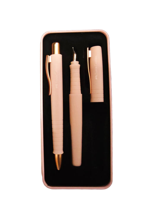 Faber-Castell Poly Ball/Pen Geschenkset - Elegantes Schreibset mit Füller und Kugelschreiber rose