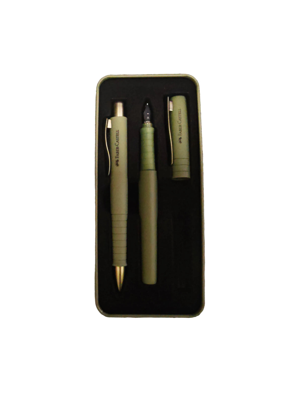 Faber-Castell Poly Ball/Pen Geschenkset - Elegantes Schreibset mit Füller und Kugelschreiber grün